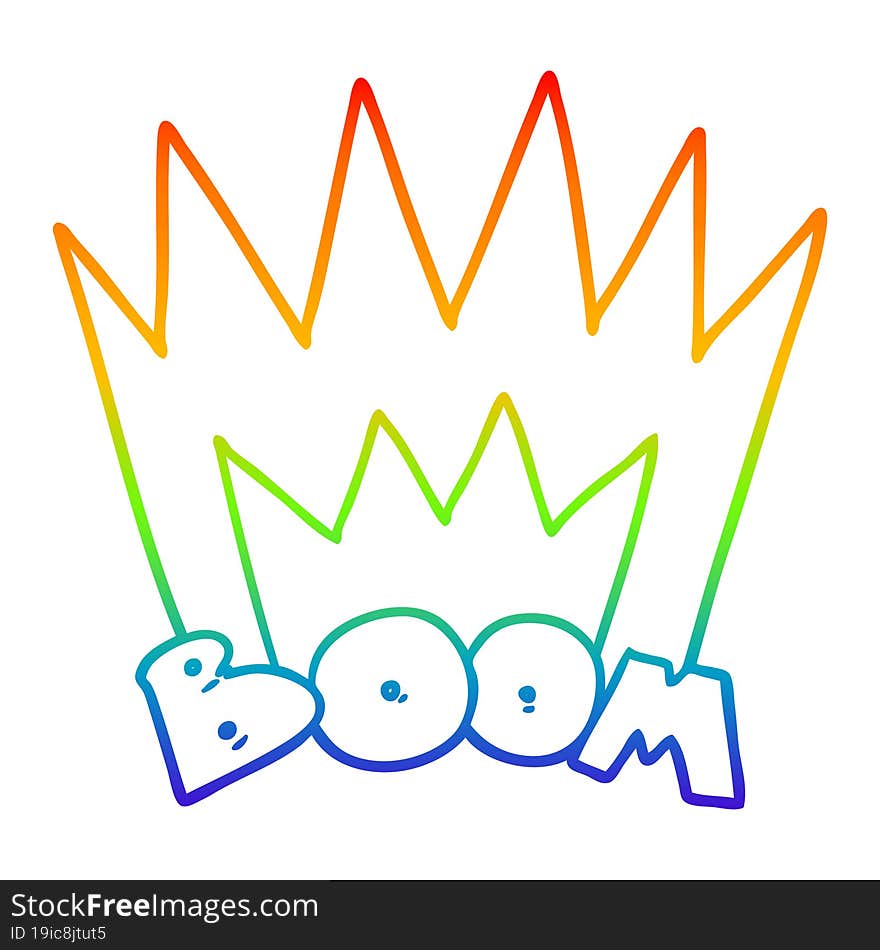 rainbow gradient line drawing of a cartoon boom sign