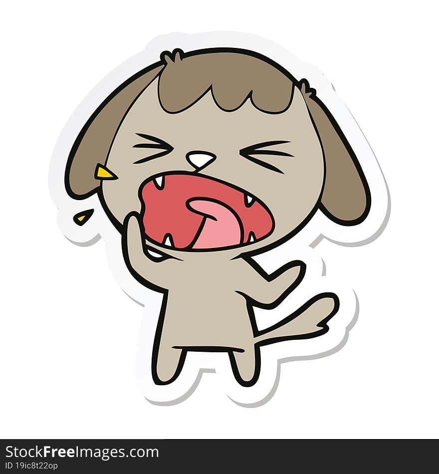 sticker of a cute cartoon dog barking