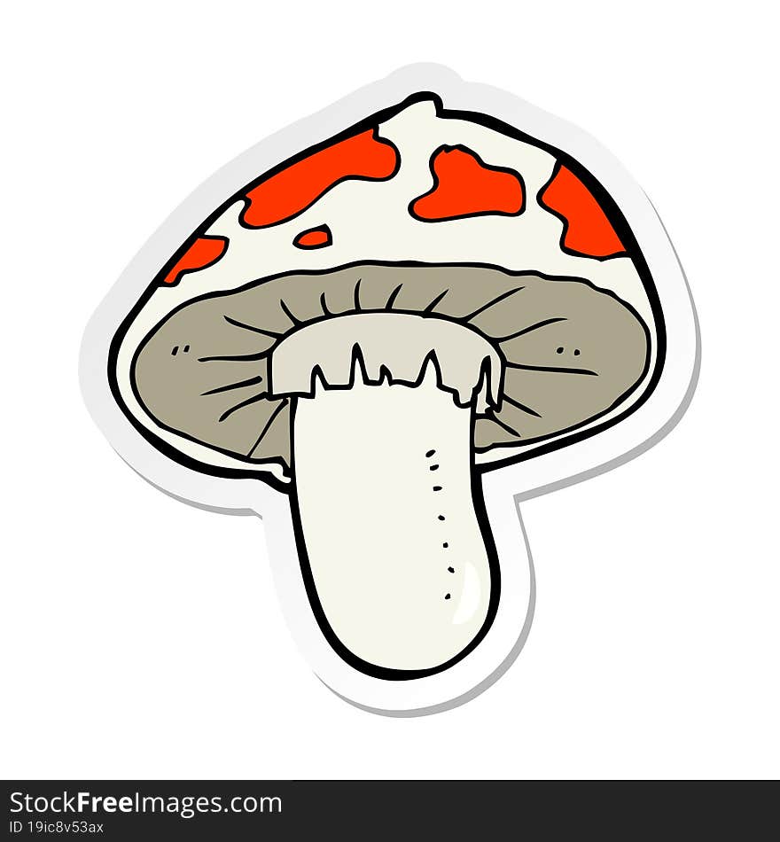 sticker of a cartoon toadstool