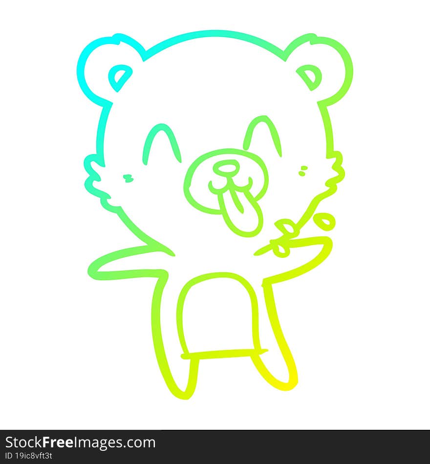 cold gradient line drawing of a rude cartoon polar bear sticking out tongue