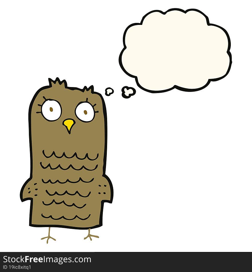 cartoon owl with thought bubble