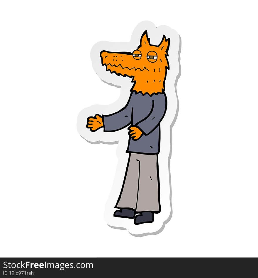 sticker of a cartoon fox man