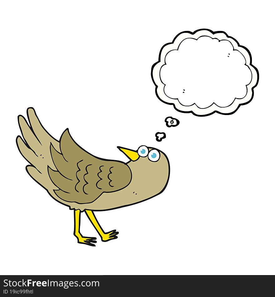 freehand drawn thought bubble cartoon bird