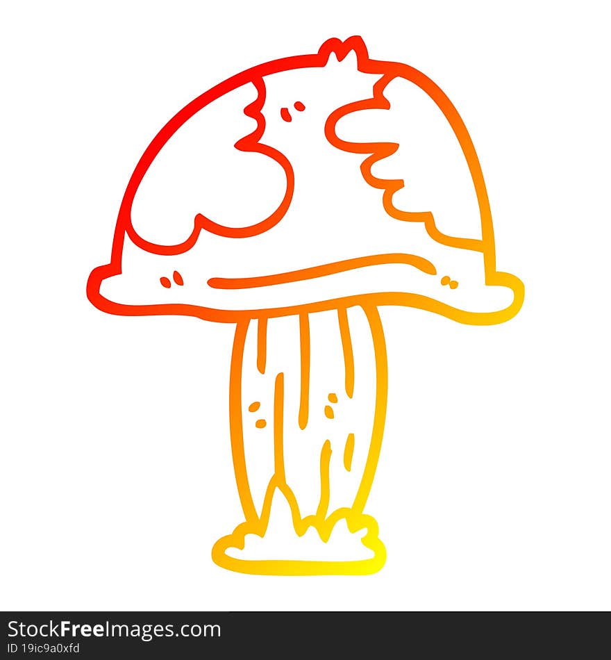 warm gradient line drawing of a cartoon poisonous toadstool