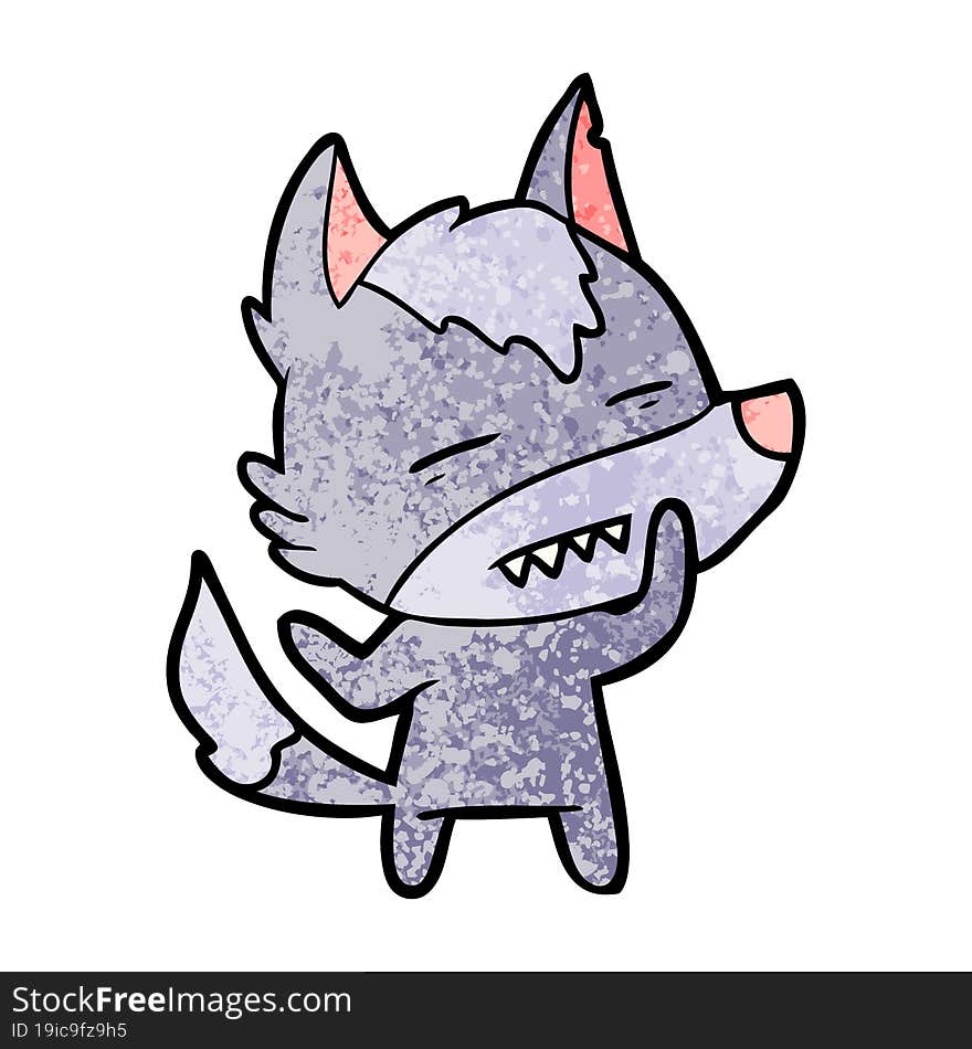 cartoon wolf showing teeth. cartoon wolf showing teeth