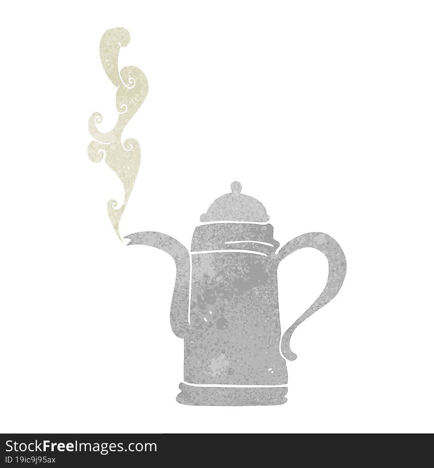 retro cartoon steaming coffee kettle