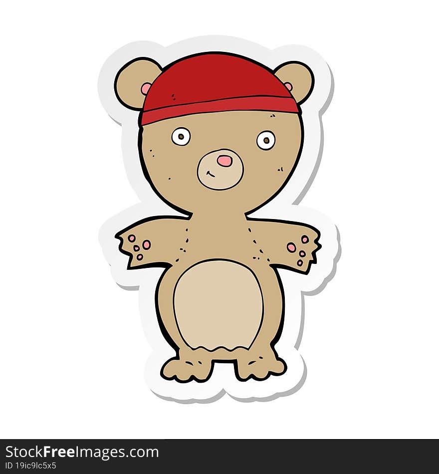 sticker of a cartoon teddy bear