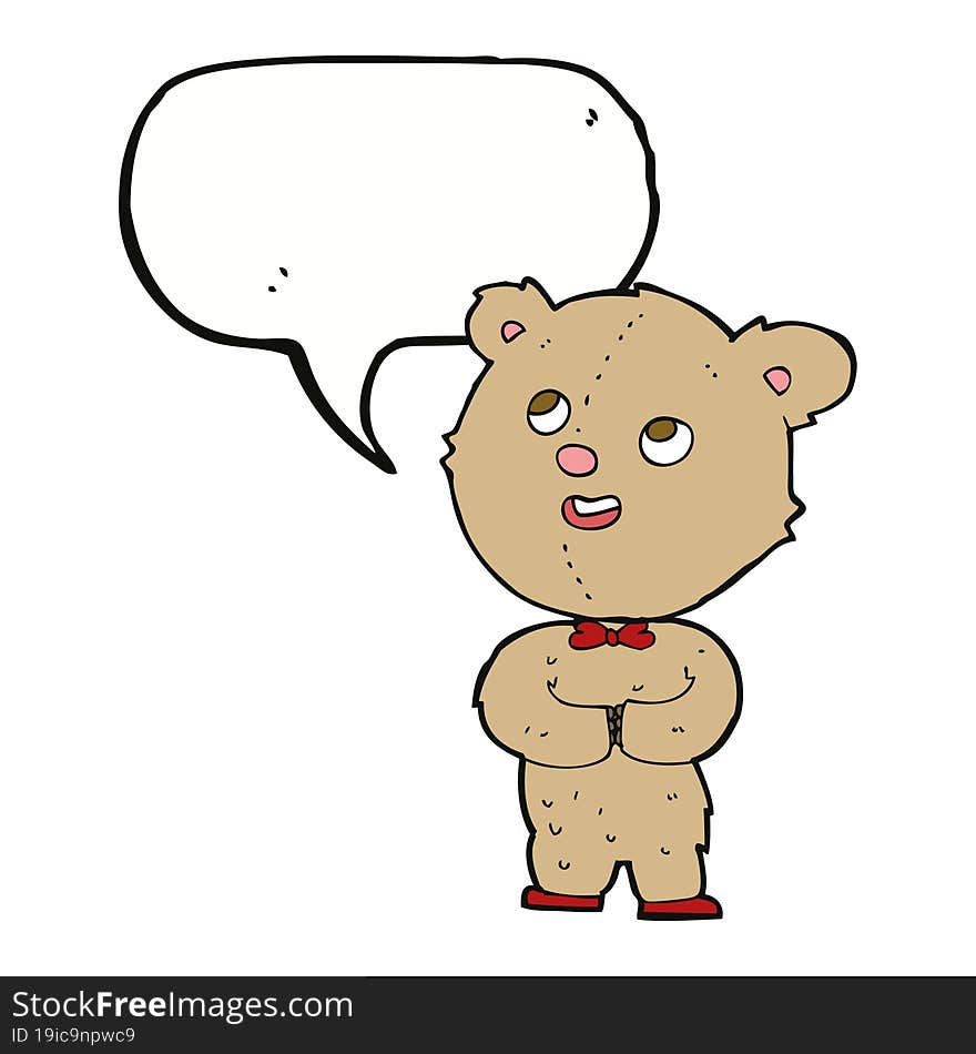 cartoon cute teddy bear with speech bubble