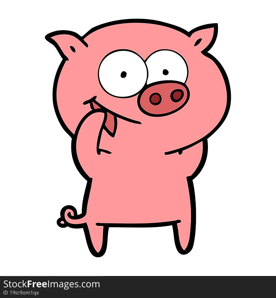 cheerful pig cartoon. cheerful pig cartoon