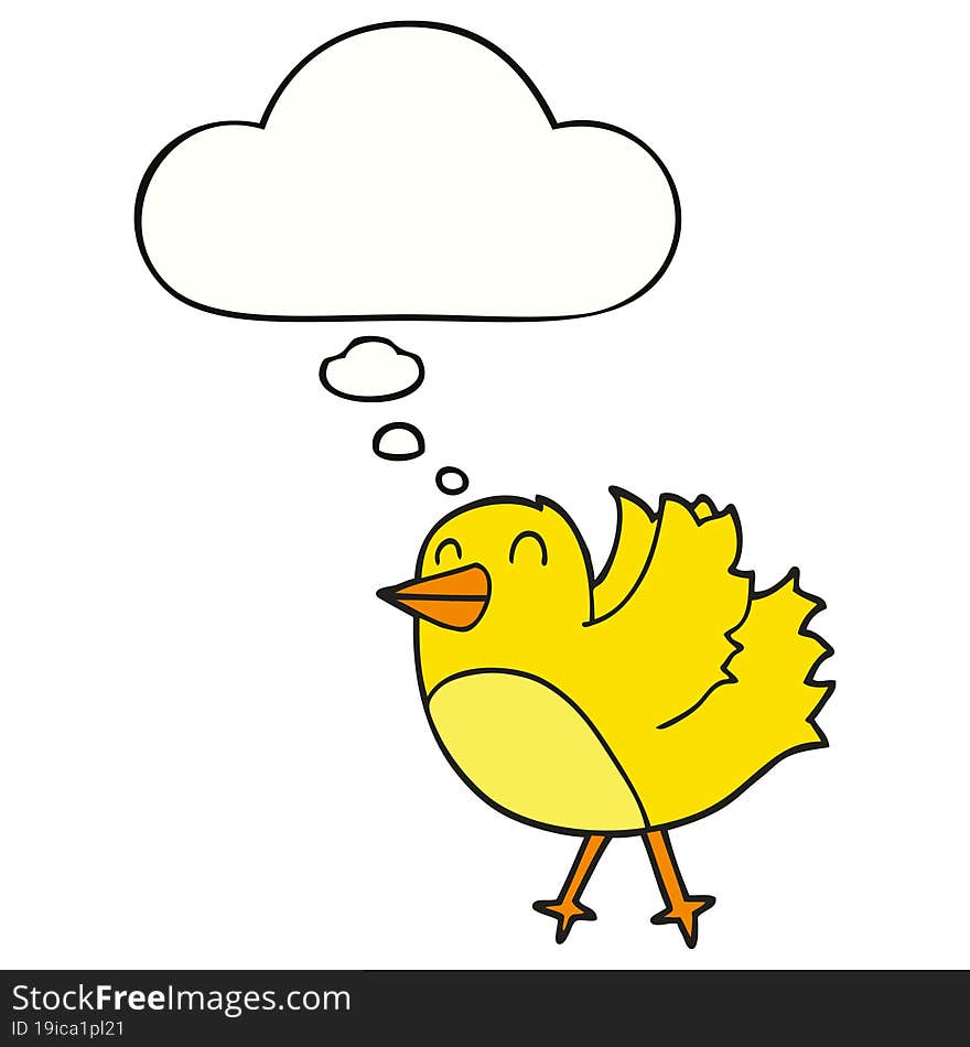 cartoon bird with thought bubble. cartoon bird with thought bubble