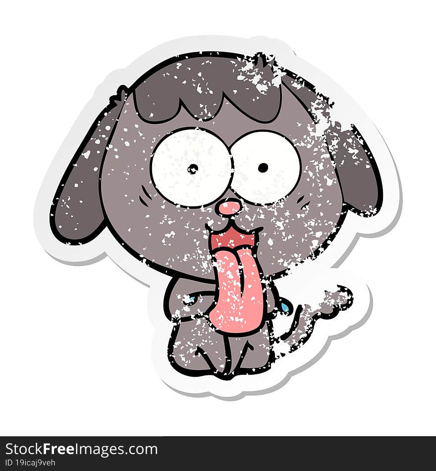 distressed sticker of a cute cartoon dog