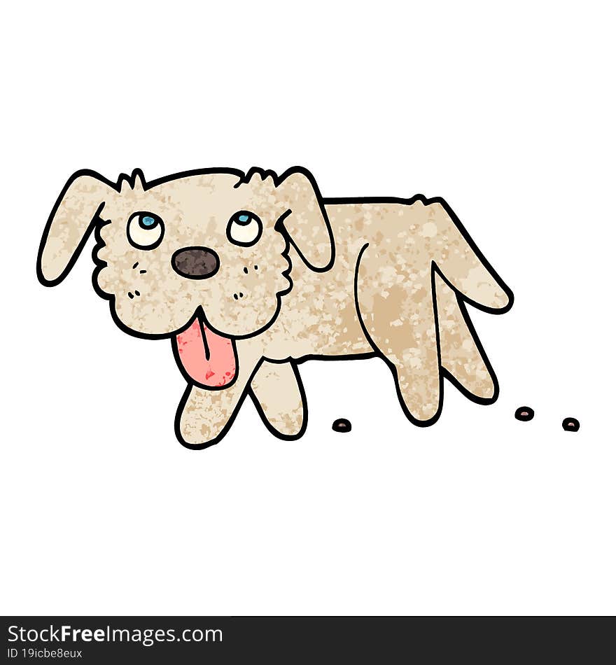 grunge textured illustration cartoon happy dog