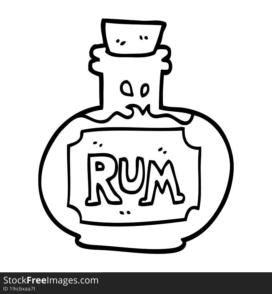 line drawing cartoon old bottle of rum