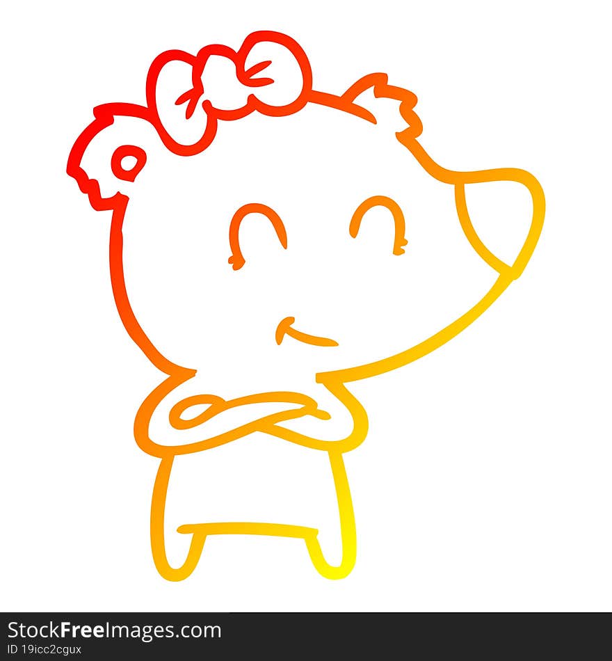 warm gradient line drawing female bear cartoon