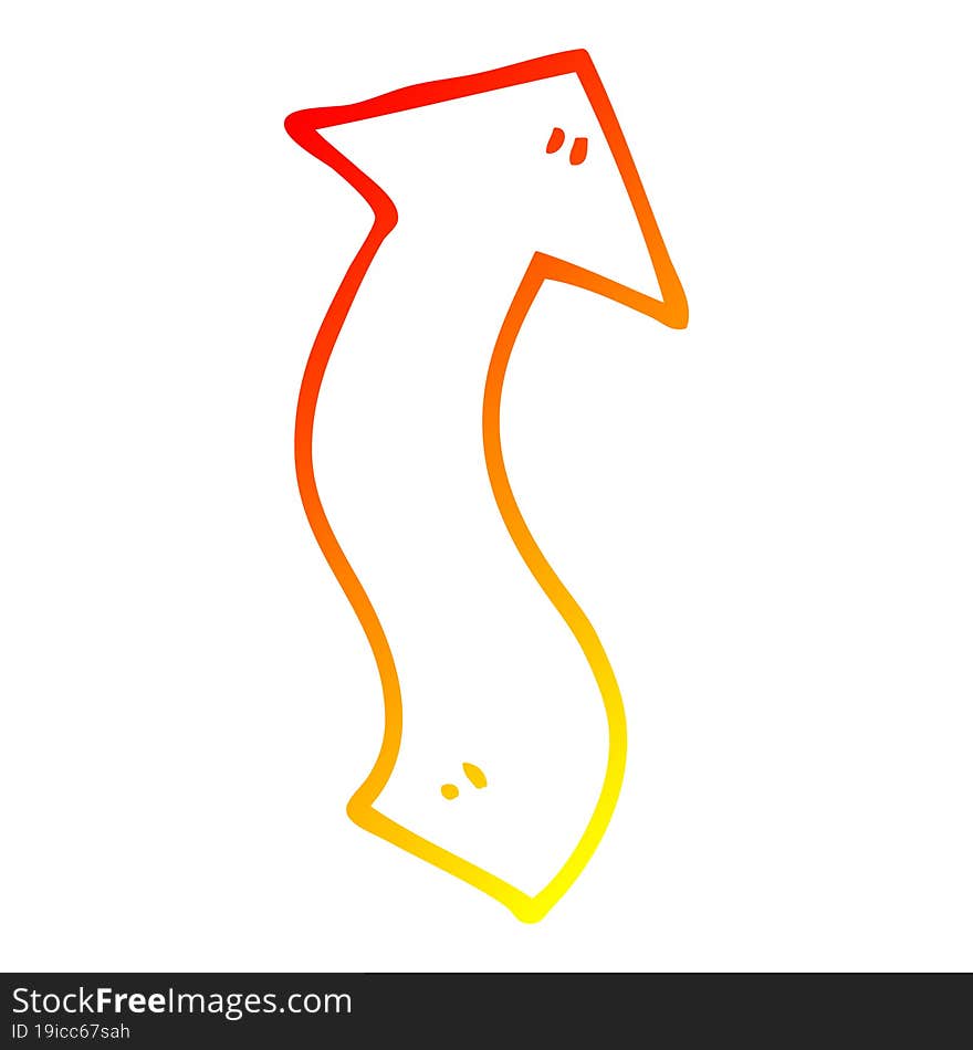 warm gradient line drawing cartoon directing arrow