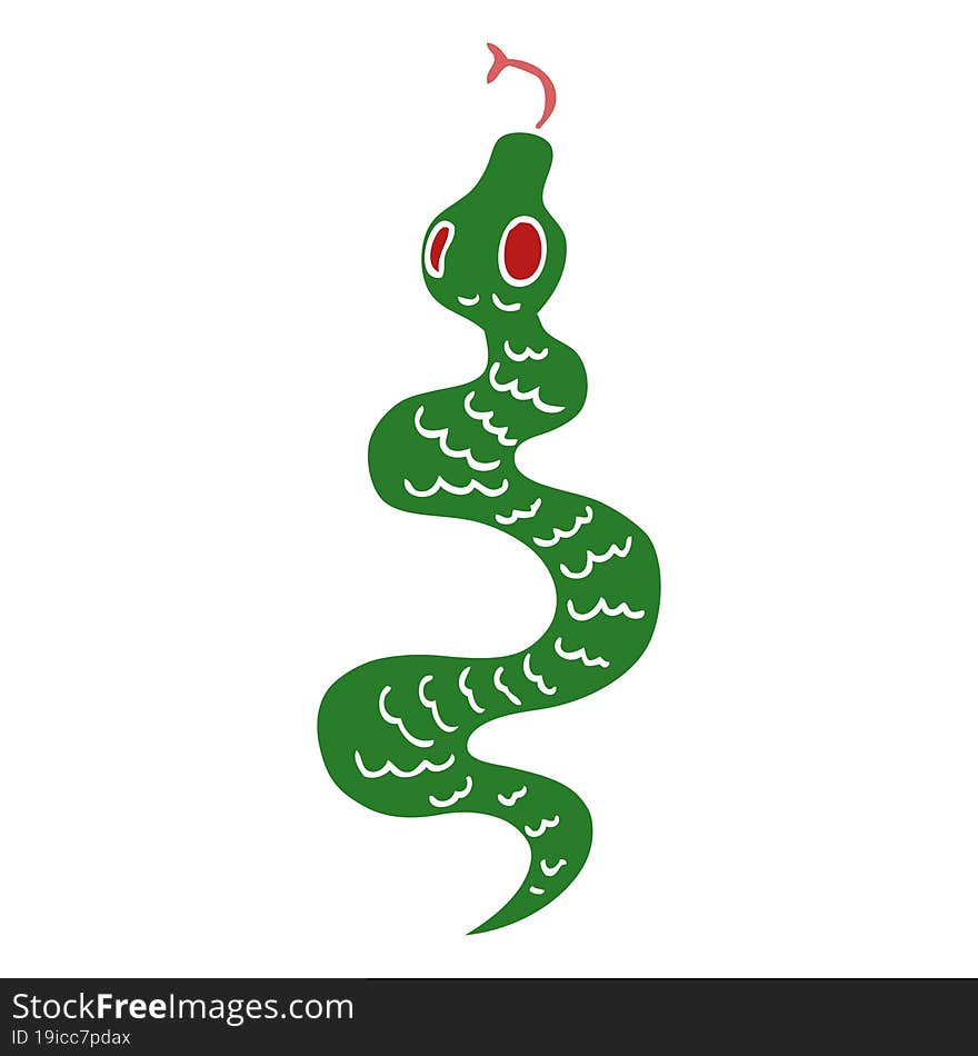 cartoon doodle green snake