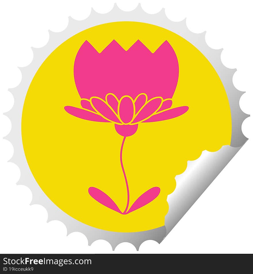 circular peeling sticker cartoon of a flower