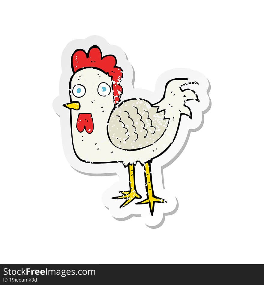 retro distressed sticker of a cartoon chicken