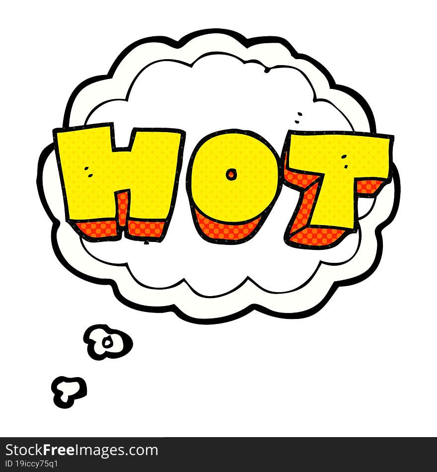 thought bubble cartoon word hot