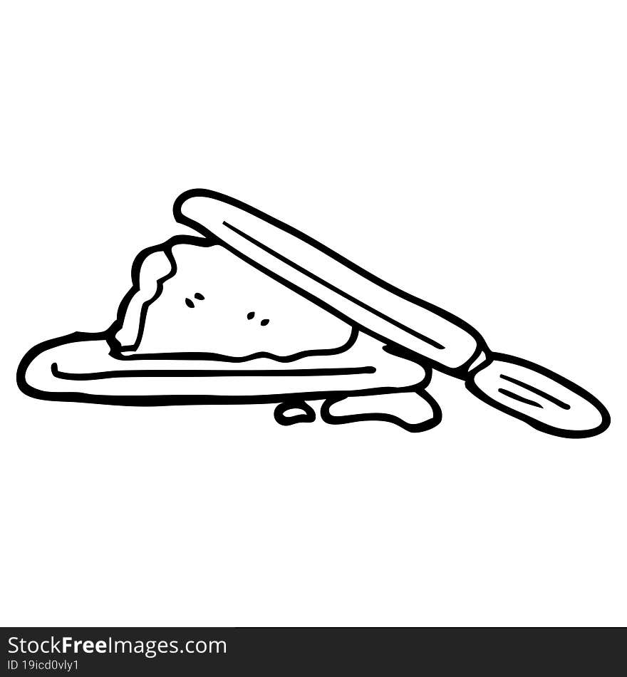 line drawing cartoon butter and knife