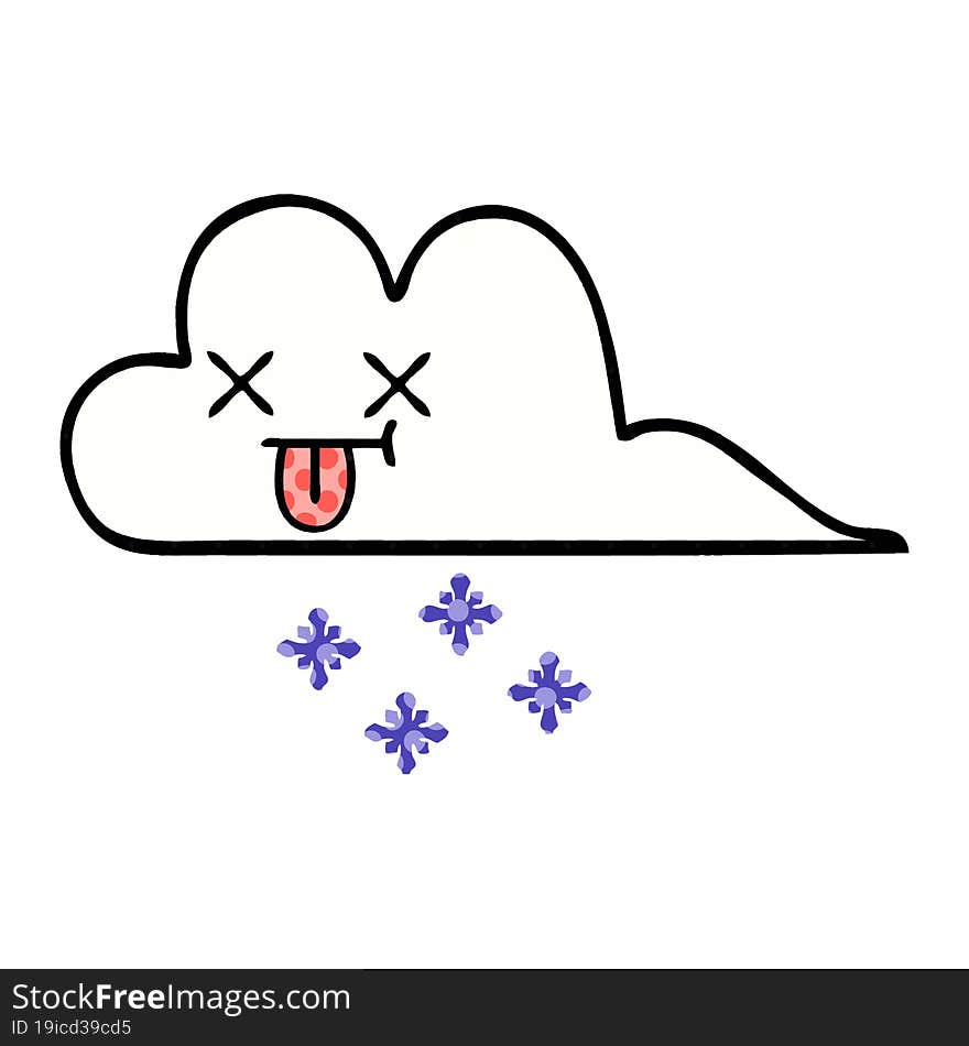 comic book style cartoon of a snow cloud