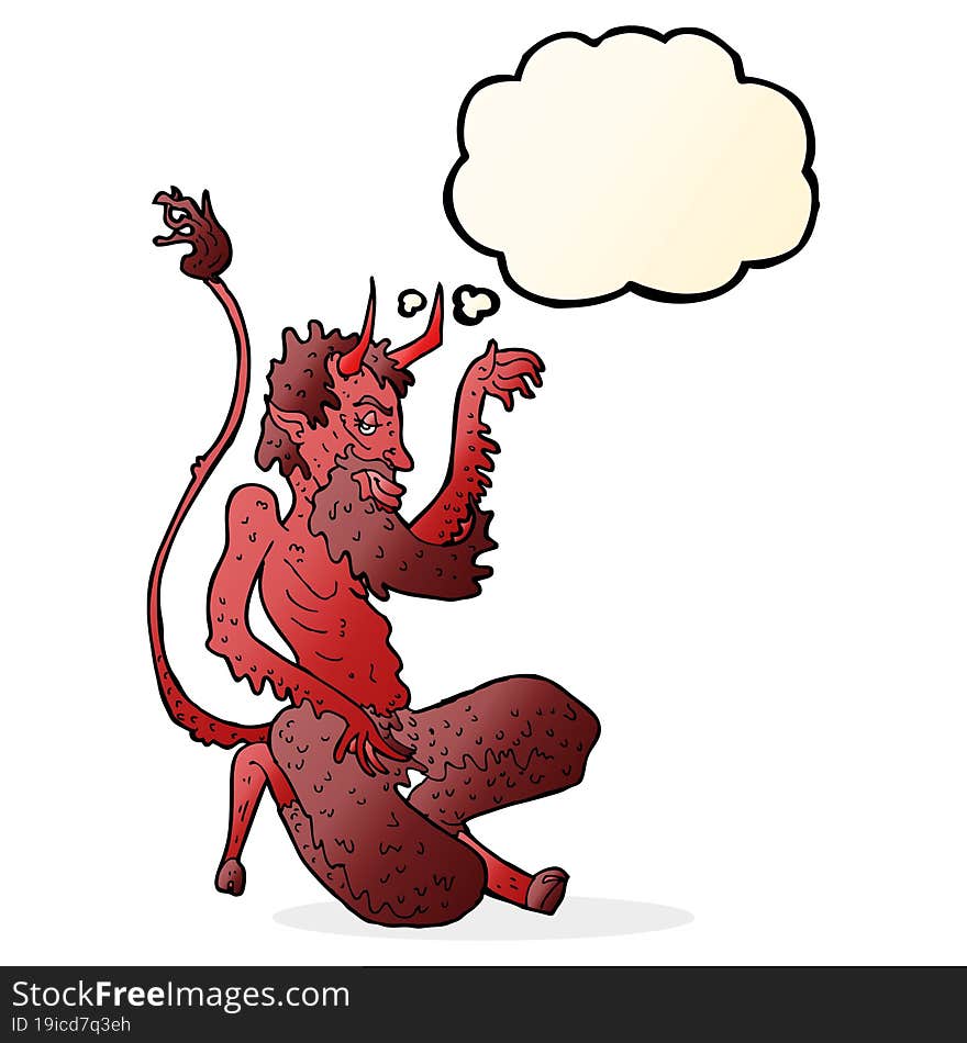 Cartoon Traditional Devil With Thought Bubble