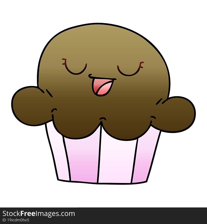 gradient shaded quirky cartoon happy muffin. gradient shaded quirky cartoon happy muffin