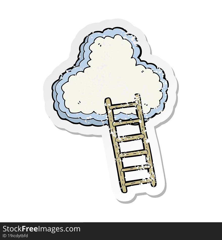 retro distressed sticker of a cartoon ladder to heaven