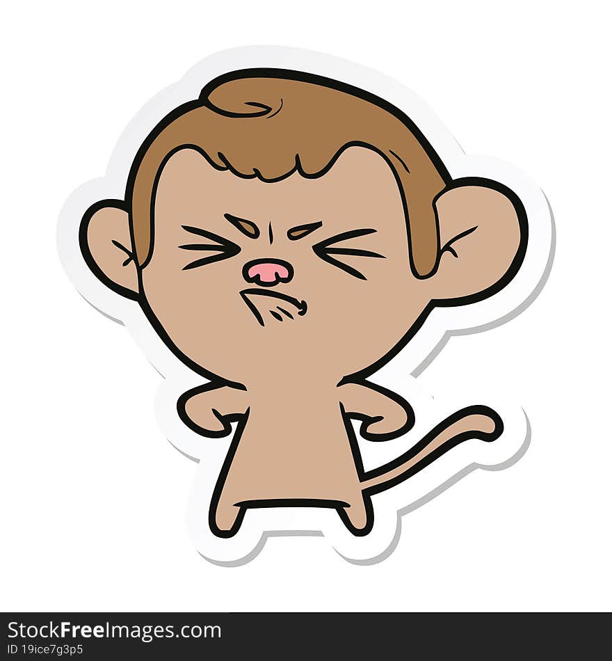 sticker of a cartoon angry monkey