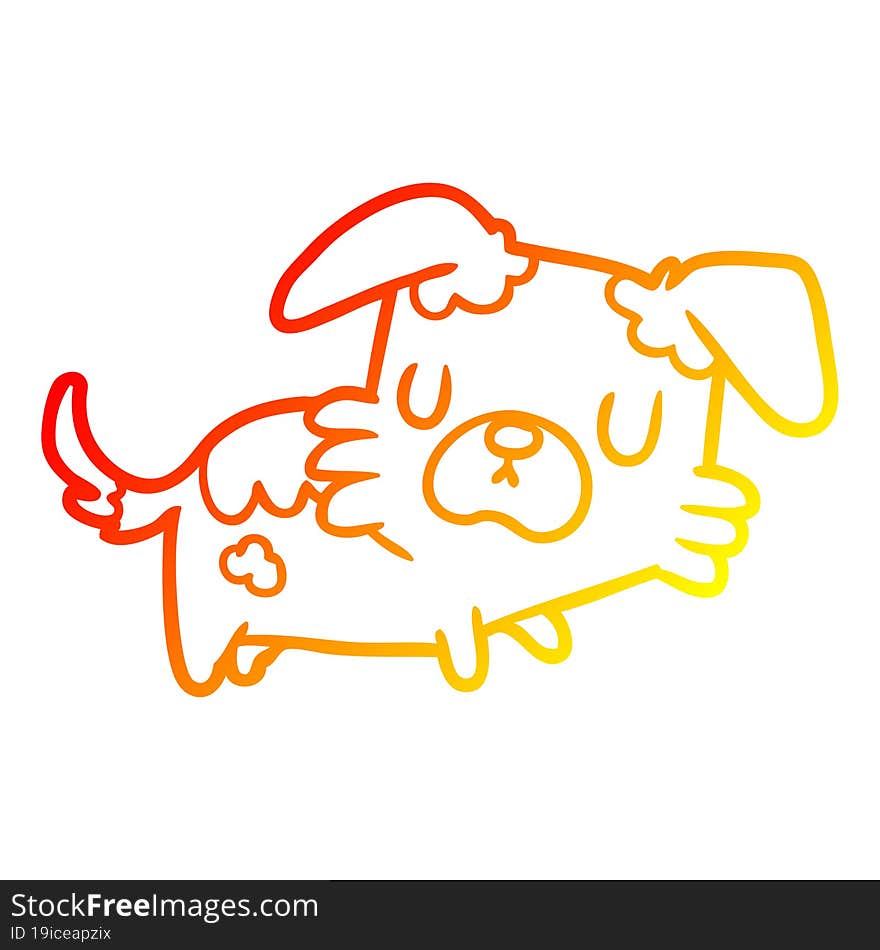 warm gradient line drawing little dog