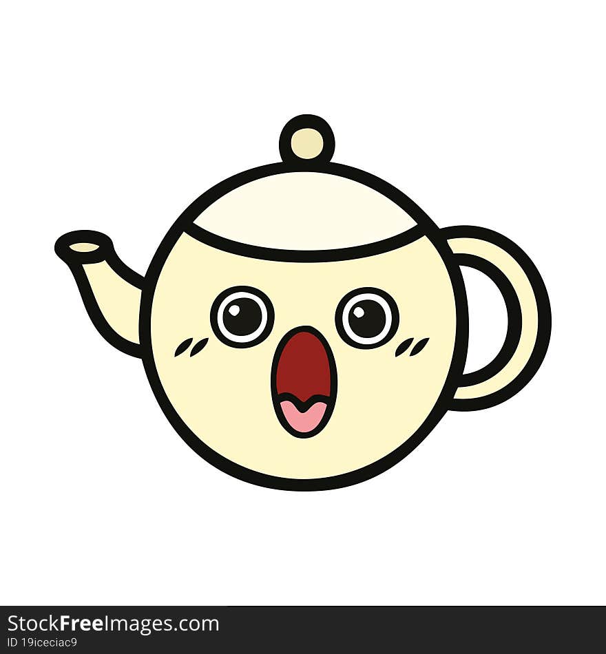 cute cartoon of a tea pot. cute cartoon of a tea pot