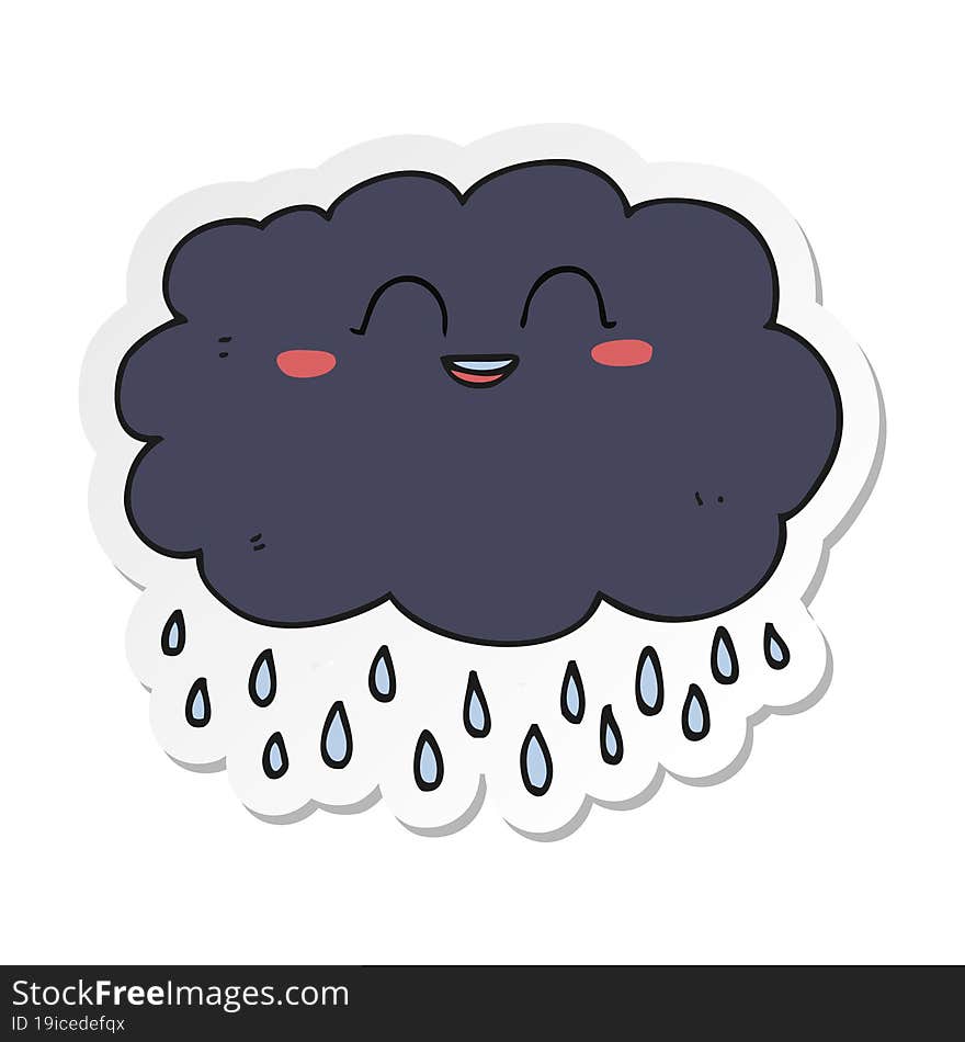 Sticker Of A Cartoon Raincloud