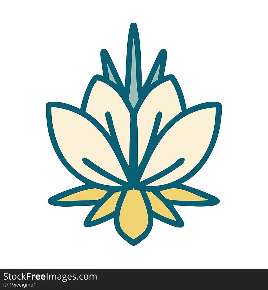 tattoo style icon of a water lily