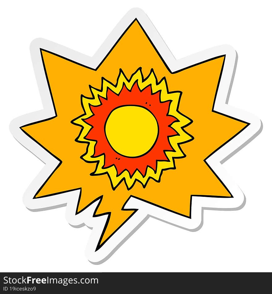 cartoon sun and speech bubble sticker