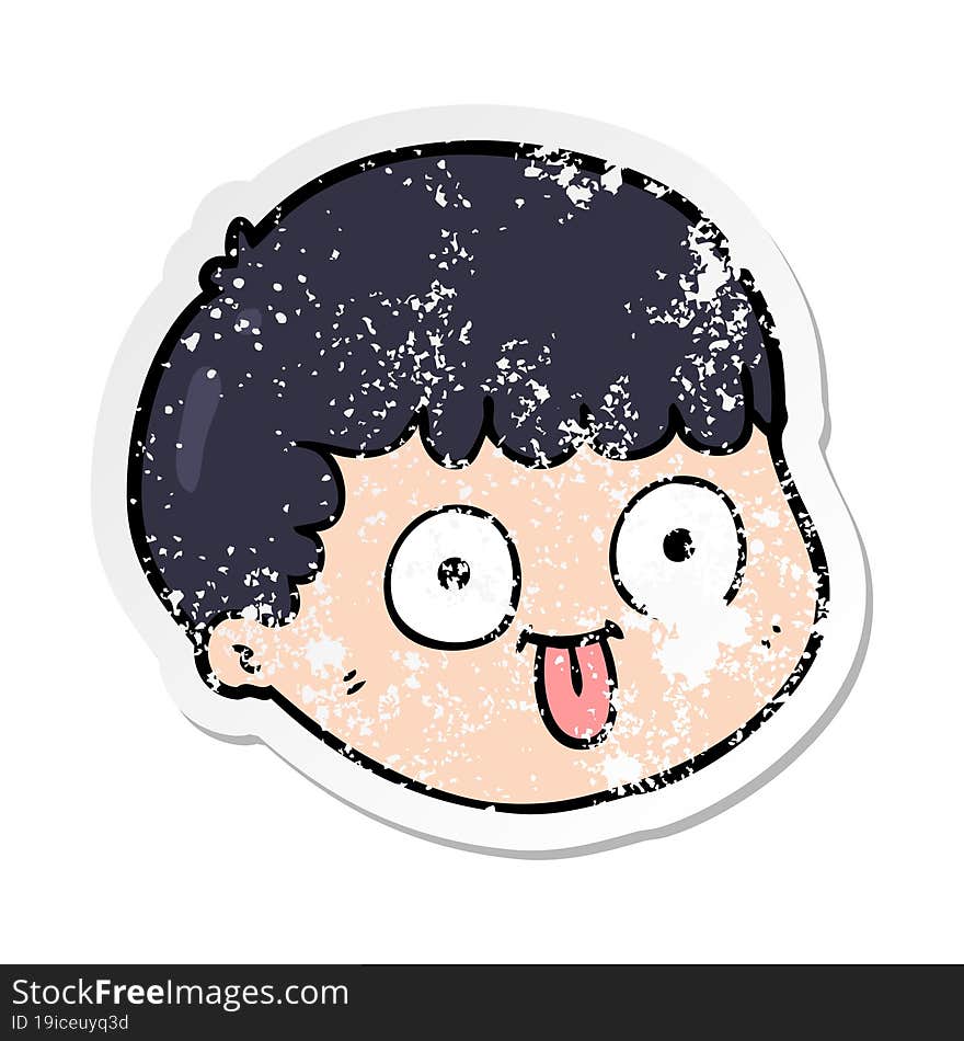 Distressed Sticker Of A Cartoon Male Face