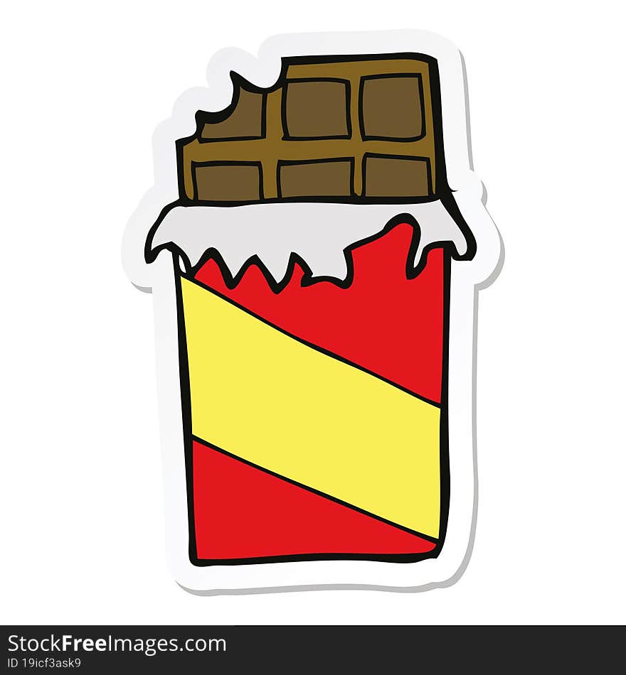 Sticker Of A Cartoon Chocolate Bar