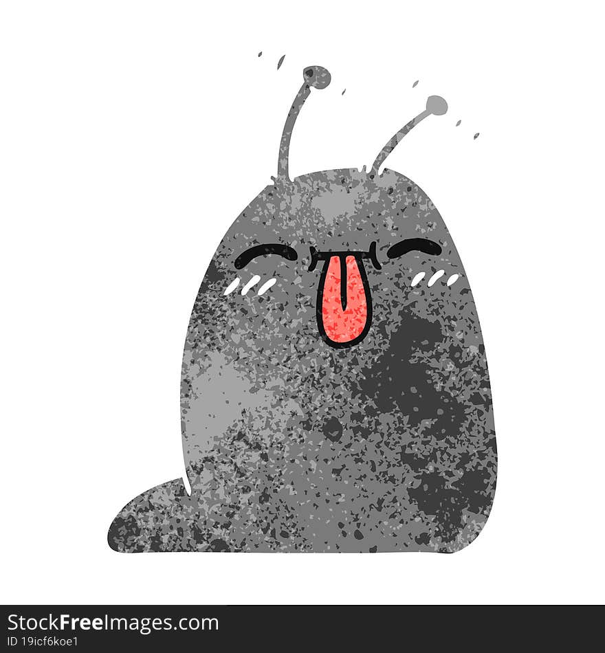 Retro Cartoon Of A Happy Kawaii Slug