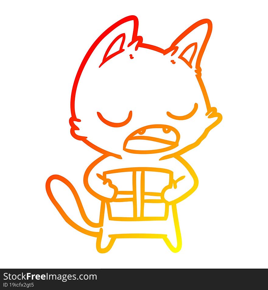 warm gradient line drawing talking cat cartoon