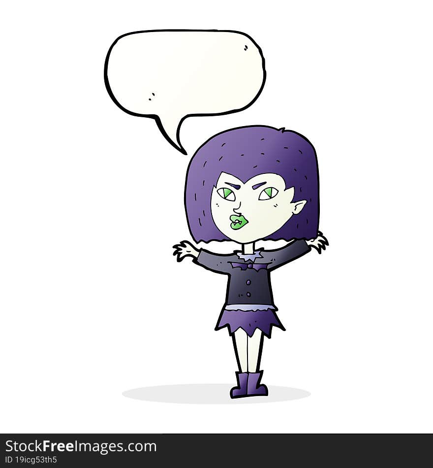 cartoon vampire girl with speech bubble