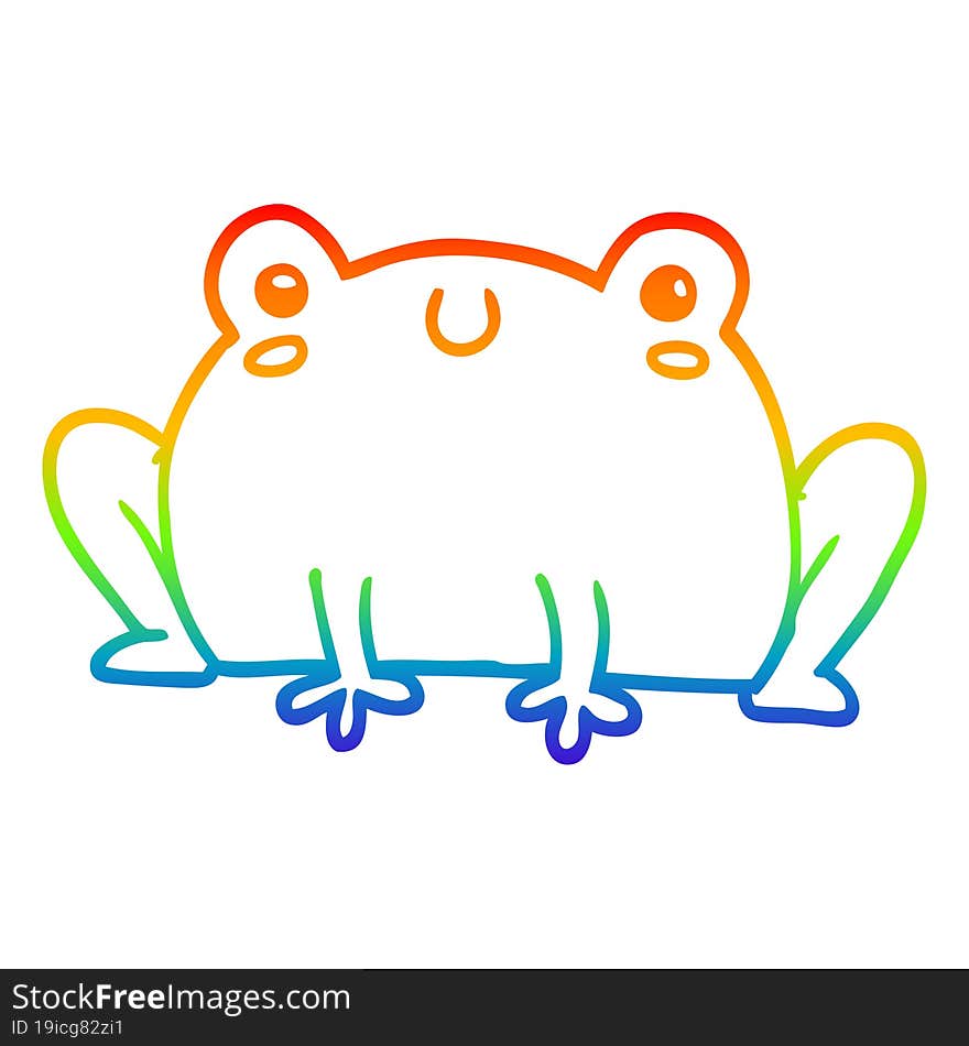 rainbow gradient line drawing of a cartoon frog