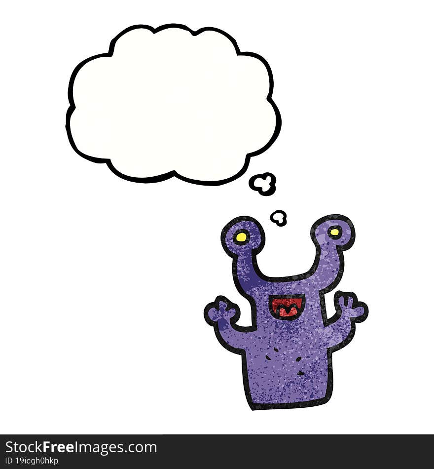 freehand drawn thought bubble textured cartoon little alien