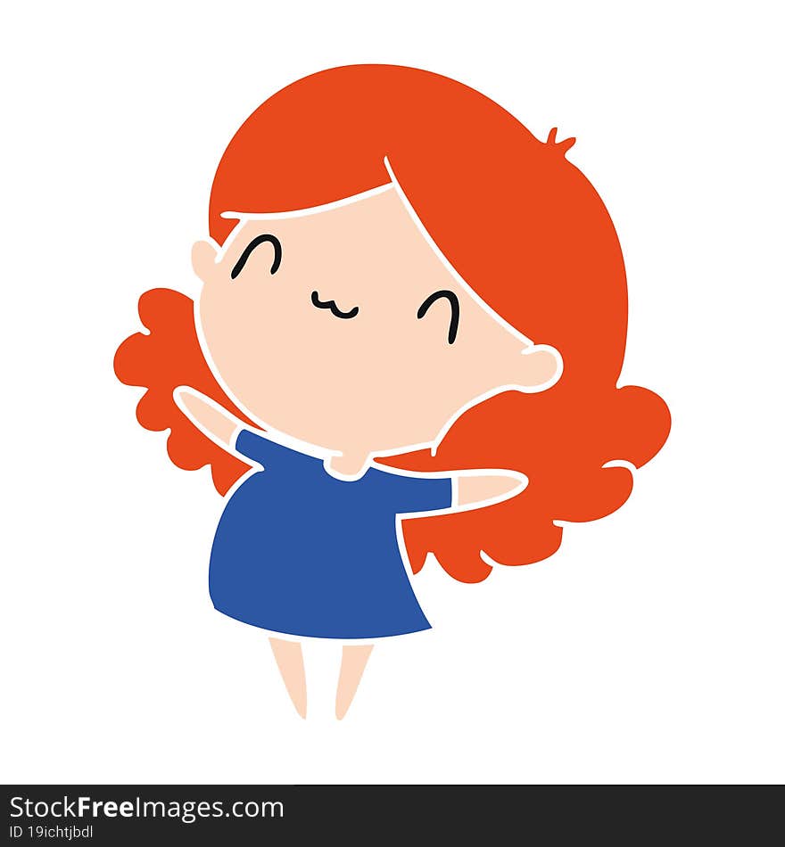 cartoon illustration of a cute kawaii girl. cartoon illustration of a cute kawaii girl