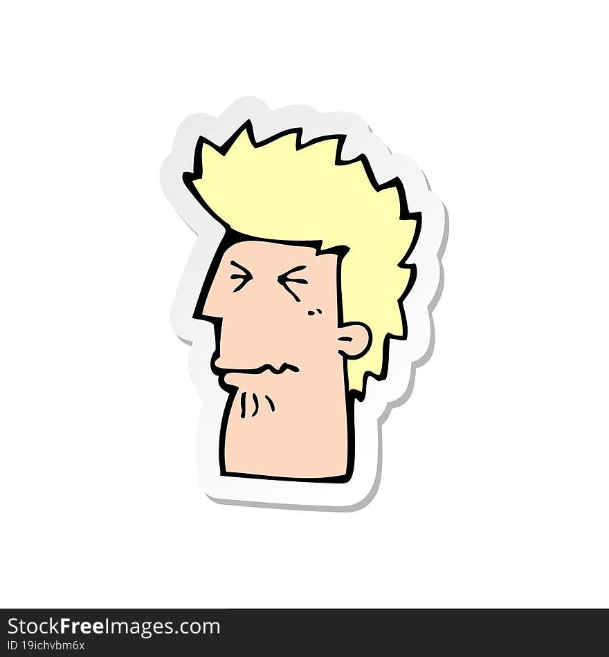 sticker of a cartoon unhappy man