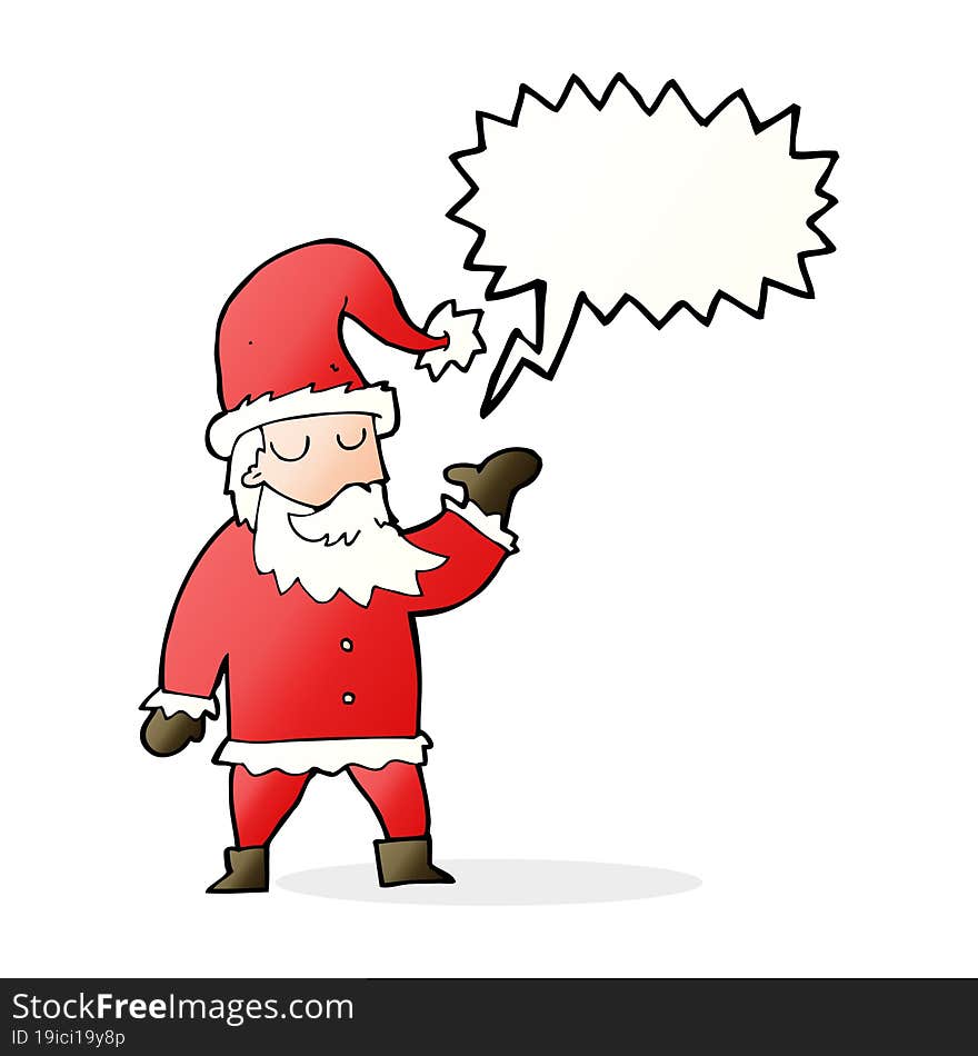 cartoon santa claus with speech bubble