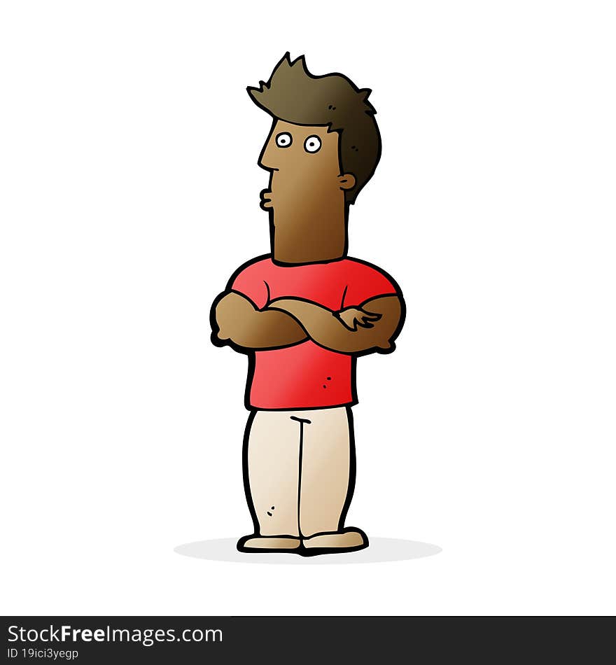 cartoon man with folded arms