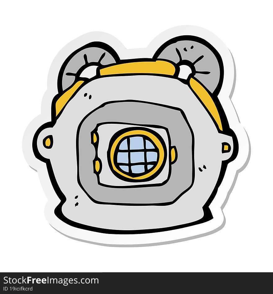 sticker of a cartoon old deep sea diver helmet