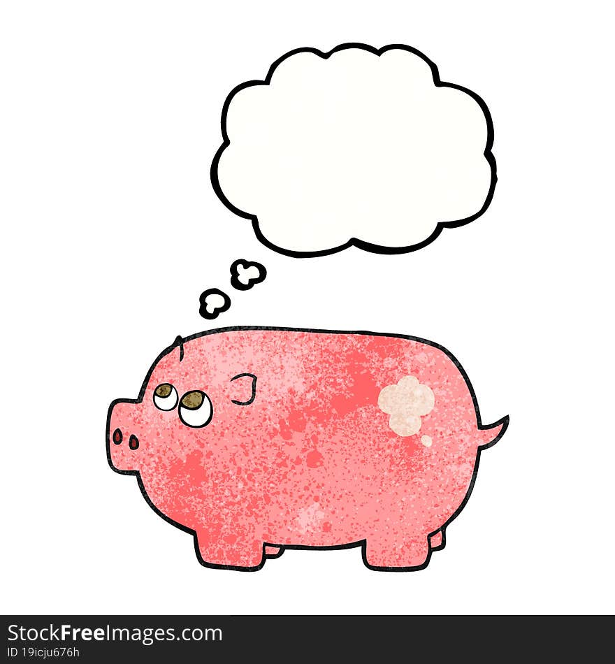 thought bubble textured cartoon piggy bank