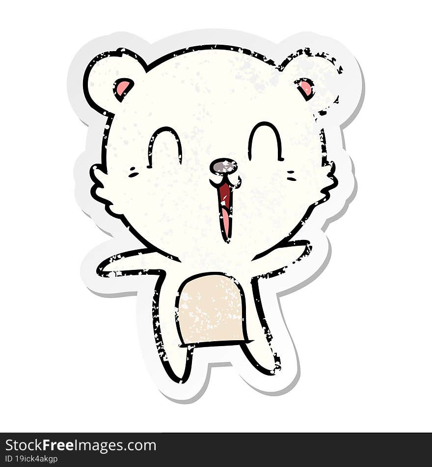 Distressed Sticker Of A Happy Cartoon Polar Bear