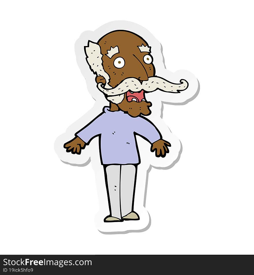 sticker of a cartoon old man gasping in surprise