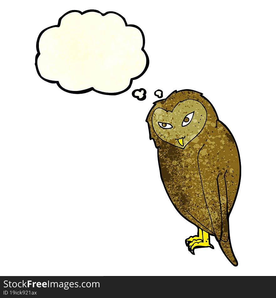 cartoon owl with thought bubble